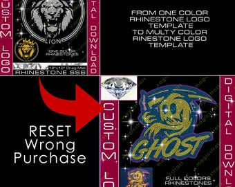 Reworking from One Color rhinestone logo to Multy Color rhinestone logo template, Reset of wrong purchase, digital download, SVG PLT STUDIO3