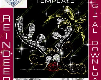 Weihnachtsmann Rentier SS6 Strass Bling Glitzer Design Sofortige digitale Datei, SVG, Weihnachts-Strass-Vorlage für Cricut, Silhouette, Plotter