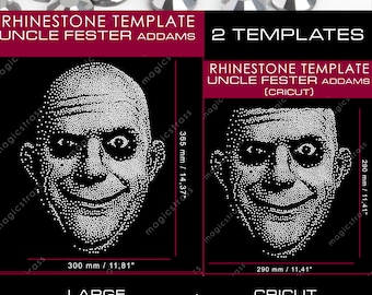 Oncle Fester Addams Halloween Grand Strass Design, Fichier Numérique SVG, DXF, EPS, Transfert Fer Sur Strass Modèle pour Silhouette Traceur Cricut