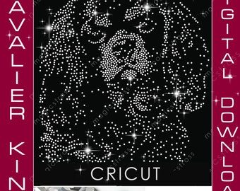 Descarga digital instantánea de diamantes de imitación Cavalier King Charles Spaniel SS6, plantilla de diamantes de imitación para perros SVG, EPS y DXF para silueta de plotter Cricut.
