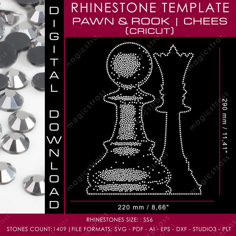 CHESS PAWN and ROOK SS6 Rhinestone Bling Crystal Diamond Instant Digital Download, svg, eps, dxf, plt, studio, Rhinestone Cricut Template