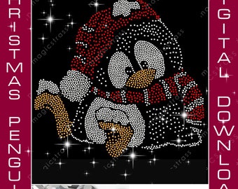 Chrismas Penguin SS6 Rhinestone Bling Design Instant Digital Download,svg,eps,dxf,xmas Rhinestone Template for cricut,silhouette,plotter