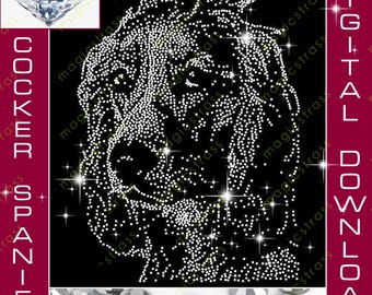 Cocker Spaniel Dog Large SS6 Rhinestone Instant Digital Download, SVG EPS DXF Dog Rhinestone Template for plotter silhouette, cricut