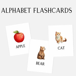 ABC Flashcards for Kids  | 26 Printable 5x7 Alphabet Cards with Sight Words & Photos | Classroom and Home Learning | Instant PDF Download