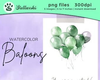 Aquarel ballonnen Clipart Png, groene ballon Clipart, verjaardag Clipart, ballon Png, ballonnen Clipart, verjaardag ballon Png, Party Clipart