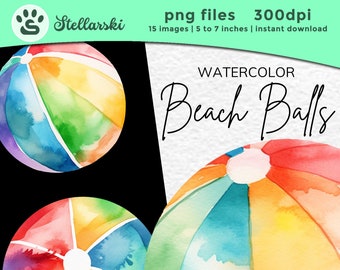 Beach Ball Clipart, Summer Clipart, Pool Balls Png, Beach Clipart, Clipart Summer bundle, Clip art set, Personal and Commercial Use