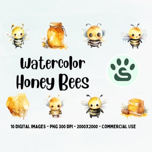 Honey Bee PNG, Aquarel Bee Clipart, Cute Bee Art, Bijen Honing clip art, Bijen Wax Print, digitale Honingbijen, Hommels PNG, Honingraatbijen