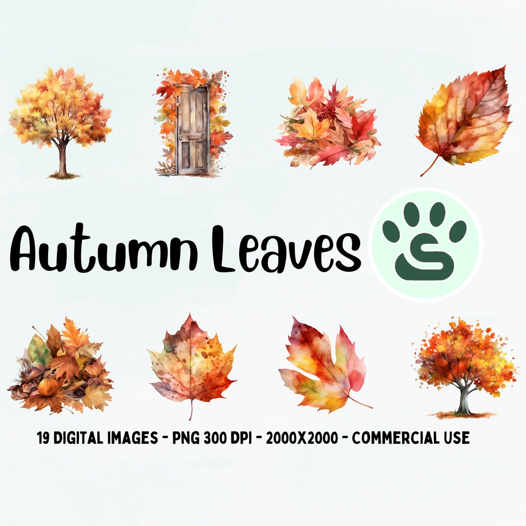 Watercolor Autumn Leaves PNG - Fall Clipart - Autumn Decor ...