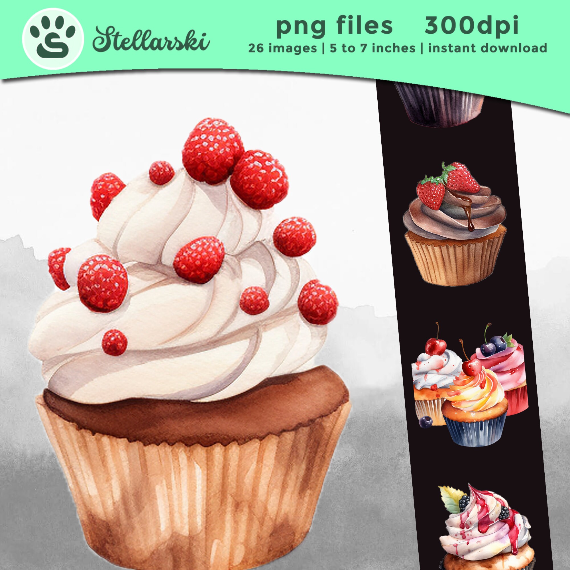 Watercolor Cupcake PNG | Baking Clipart | Dessert Images | Sweet Treat ...