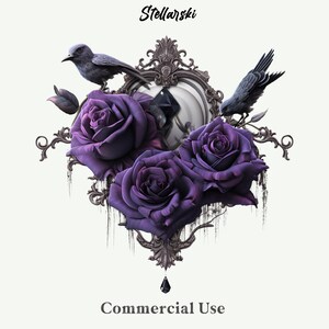 13 Gothic Purple Rose Clipart Pack | PNG | Fantasy Clipart | Floral ...