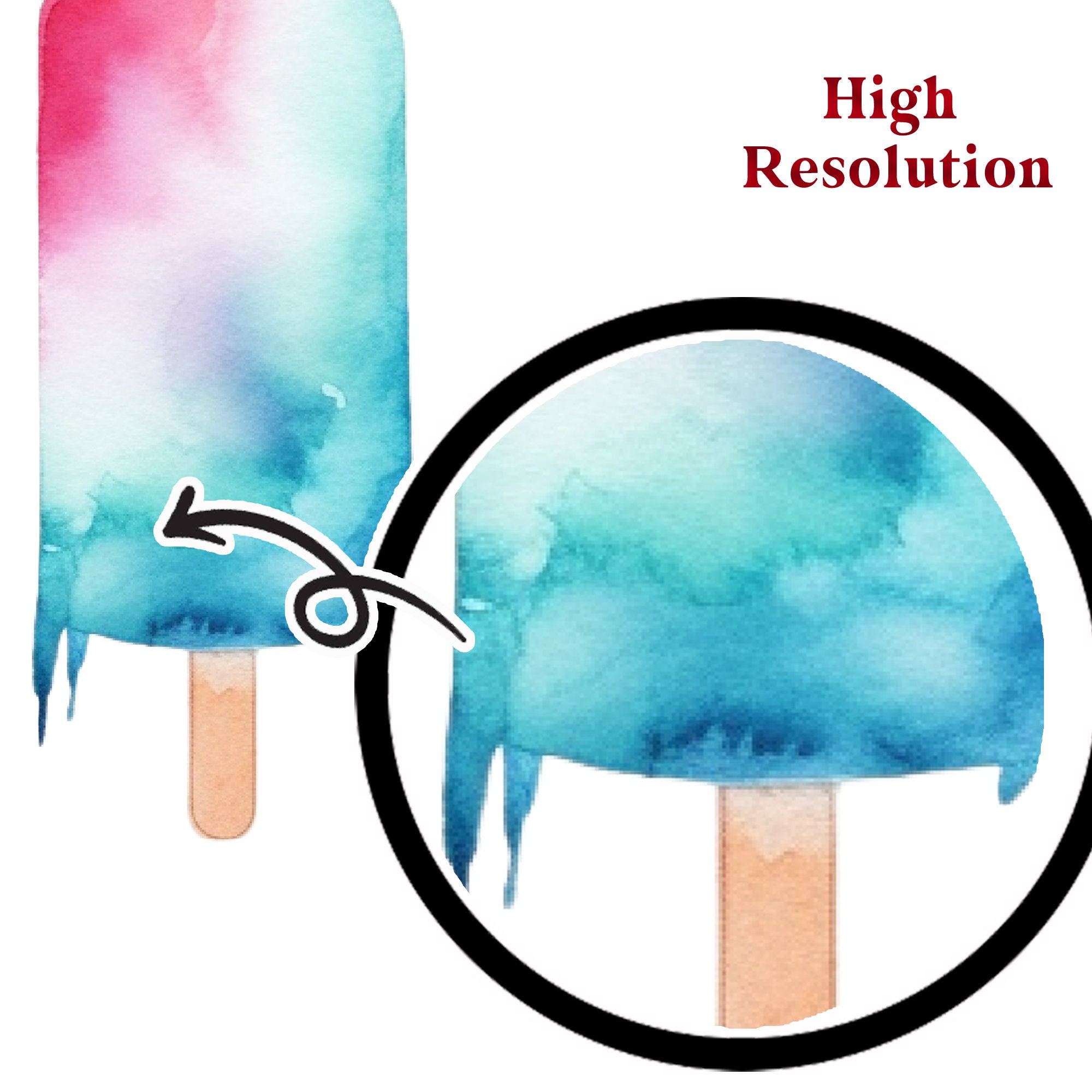 Watercolor Popsicles Clipart, Summer Png, Ice Cream Clipart, Beach ...