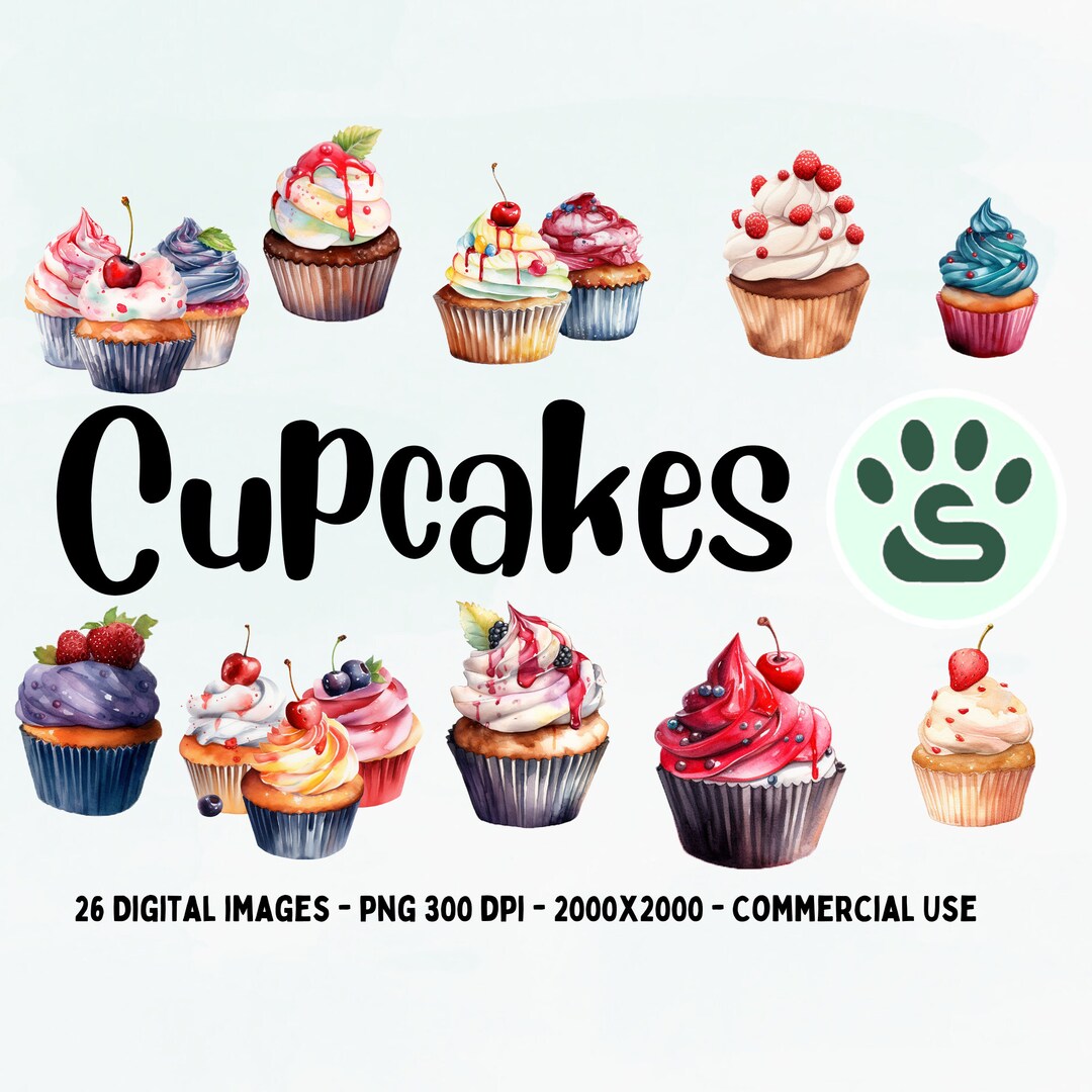 Watercolor Cupcake PNG | Baking Clipart | Dessert Images | Sweet Treat ...