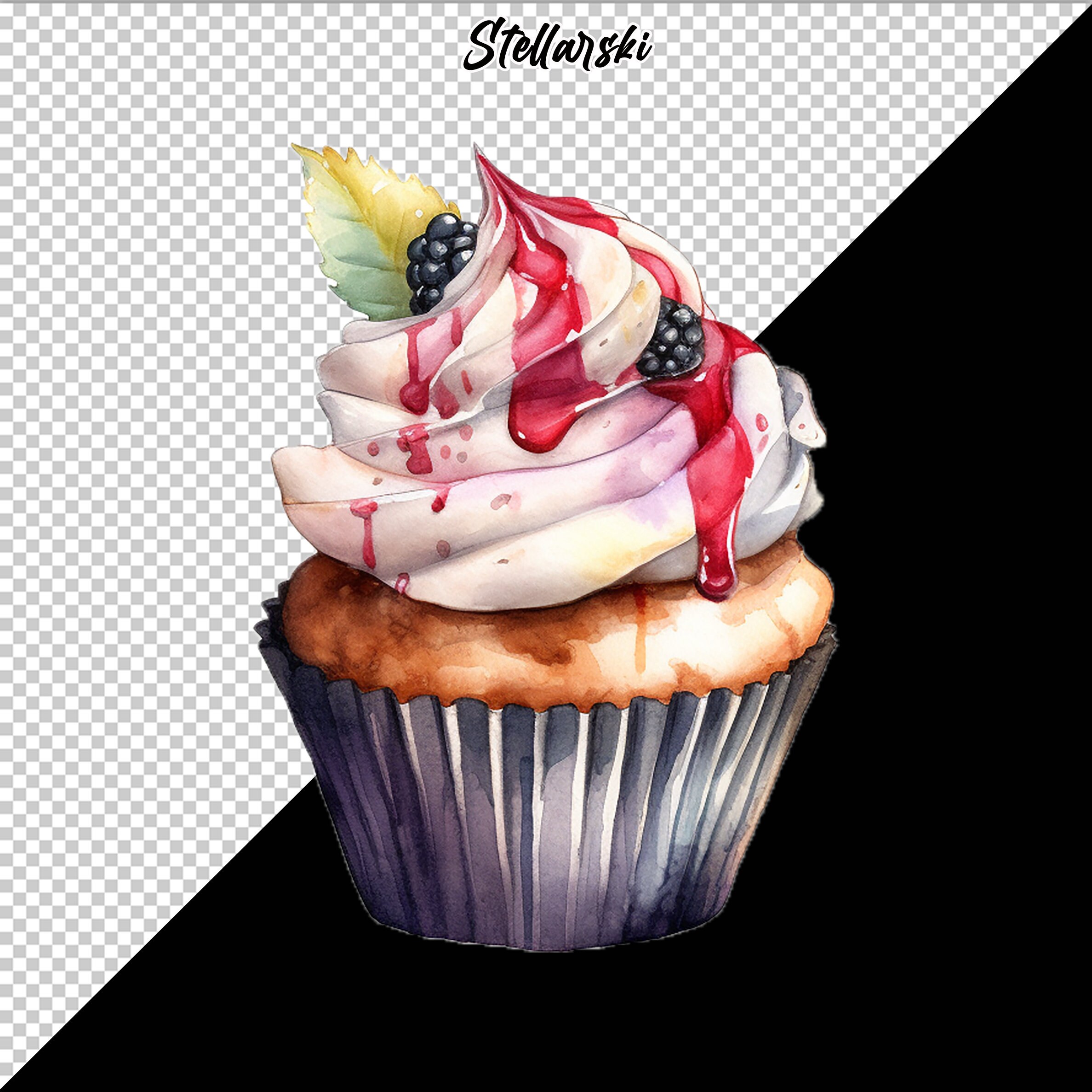 Watercolor Cupcake PNG | Baking Clipart | Dessert Images | Sweet Treat ...