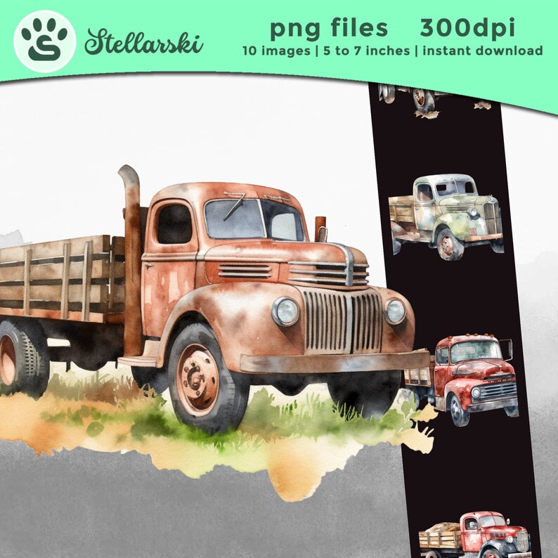 Vintage Farm Truck Clipart Old Farm Truck PNG Rustic Truck - Etsy