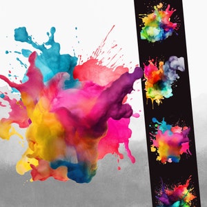 10 Color Splash Clipart | Colorful Design PNG | Cute Colorful Graphic PNG | Watercolor Colourful Images | Rainbow Splatter Bundle