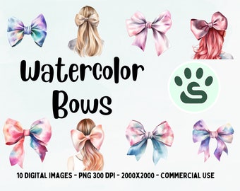Kokarda do włosów PNG | Kolorowe kokardy | Clipart kokardy akwarelowej | Urocze różowe kokardy na baby shower | Urocze kokardy jedwabne | Piękna wstążka | Pełne wykorzystanie komercyjne