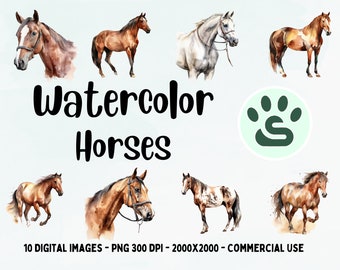 Horse PNG | Horse Clipart Bundle | Watercolor Horse Clipart | Western Clipart | Farm Animals Images | Clipart Set| Watercolor Pony Art