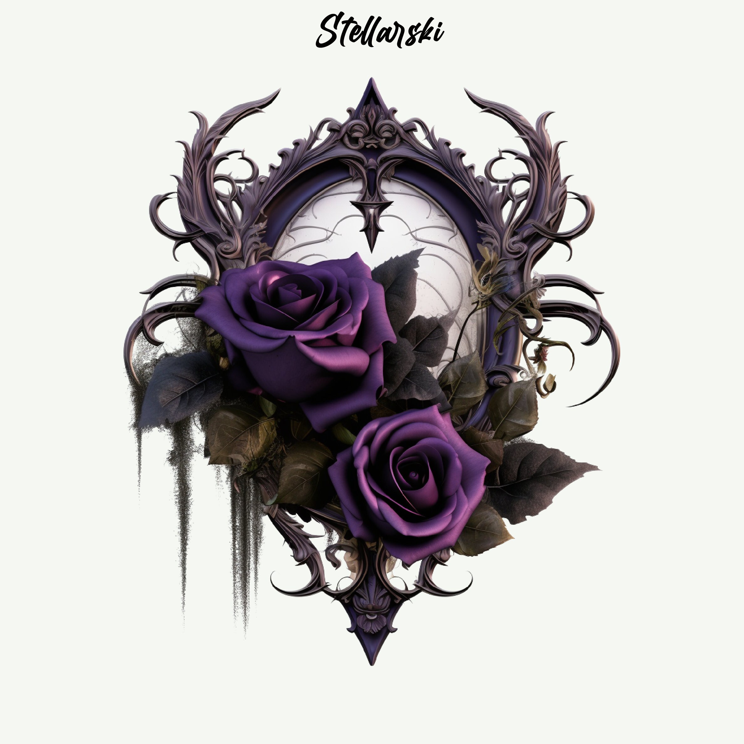 13 Gothic Purple Rose Clipart Pack | PNG | Fantasy Clipart | Floral ...