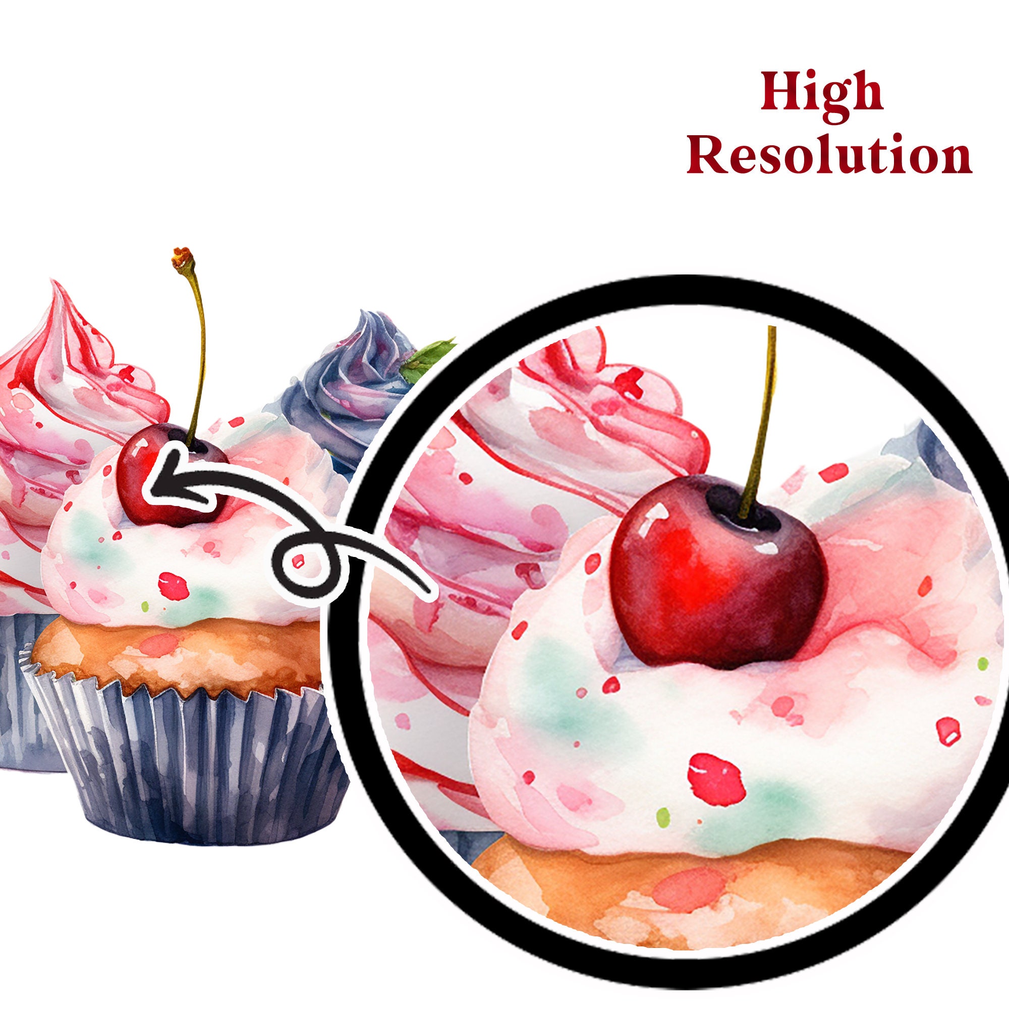 Watercolor Cupcake PNG | Baking Clipart | Dessert Images | Sweet Treat ...