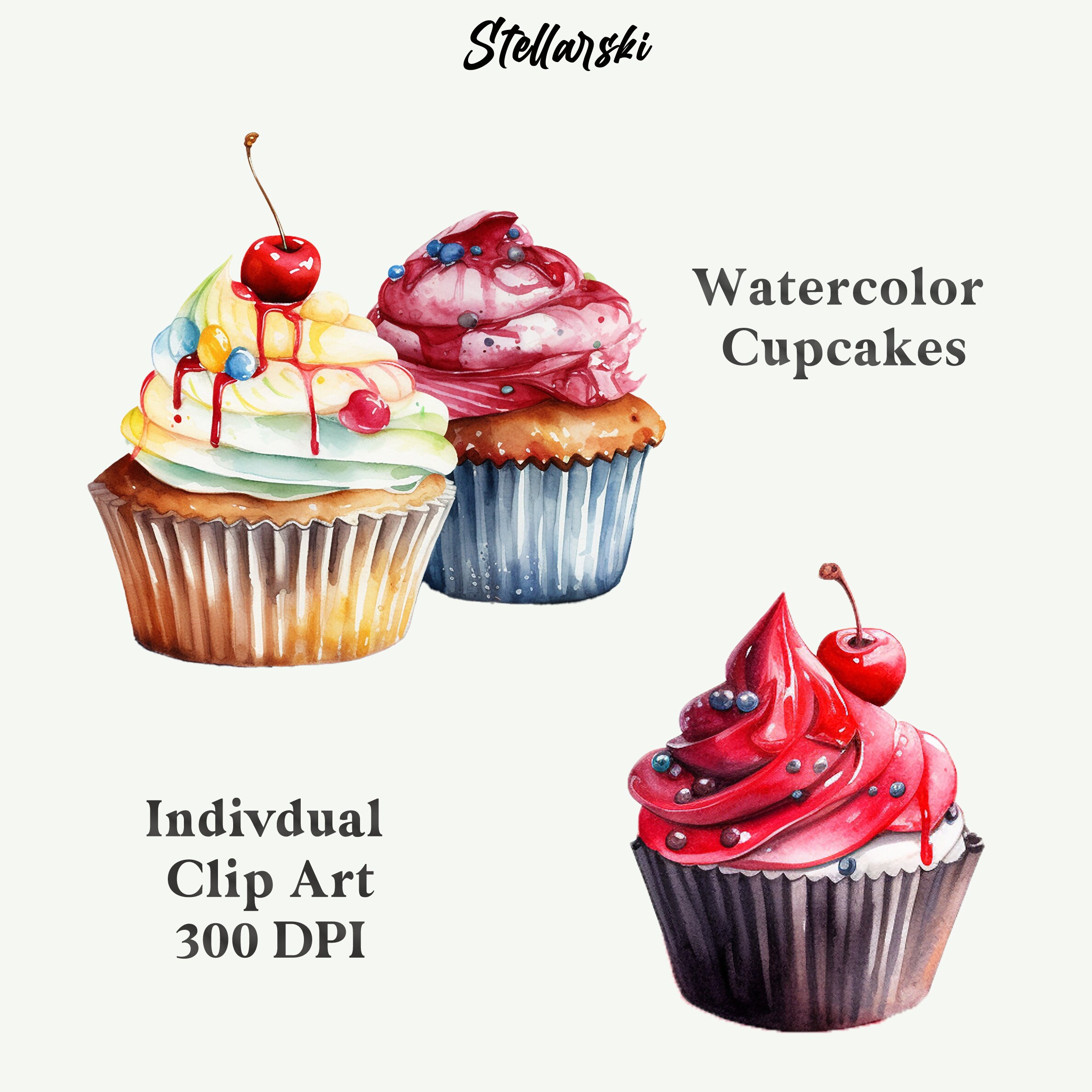 Watercolor Cupcake PNG | Baking Clipart | Dessert Images | Sweet Treat ...