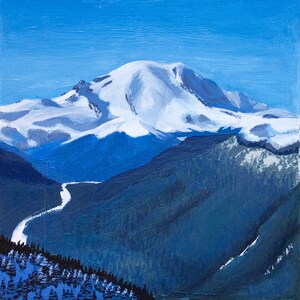 Rainier National Park Painting Glicee Print, Wall Hanging, Decor, Mountain Landscape Art