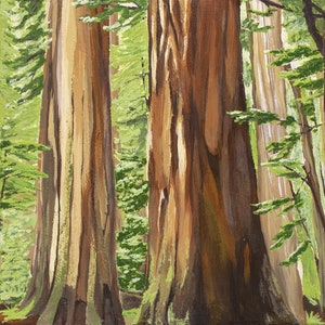 Redwood National Park Painting Glicee Print, Wall Hanging, Decor, Forest Art