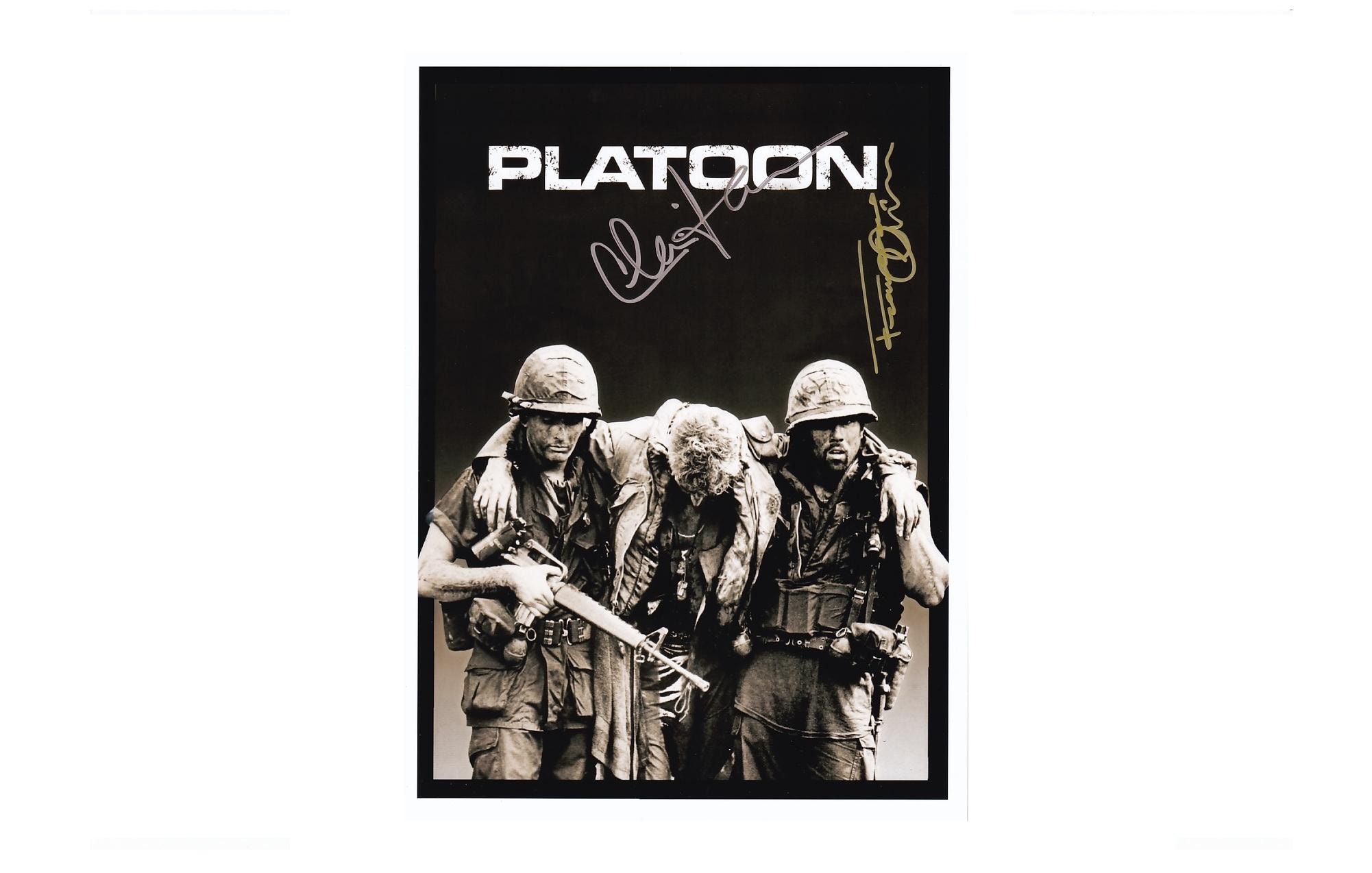 Charlie Sheen Francesco Quinn Platoon Hand Signed Autograph Photo