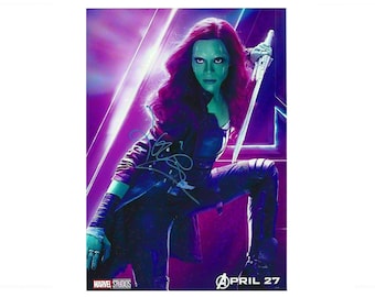 Zoe Saldana Gamora Avengers Infinity War Hand Signed Autograph Photo 8x12 COA