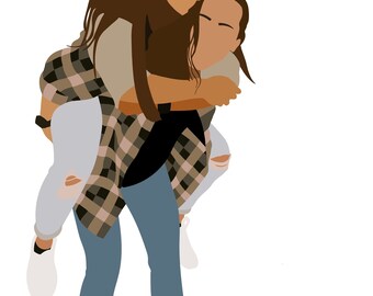 Personalized Minimalist Portrait - Faceless Custom Portrait - Custom Illustration - ONLY Digital