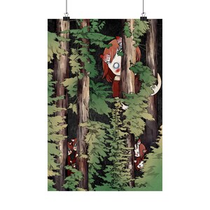 Póster de criatura del bosque, arte mural mágico, decoración forestal, inspirado en la naturaleza, arte para la oficina, regalo para amantes de la naturaleza.
