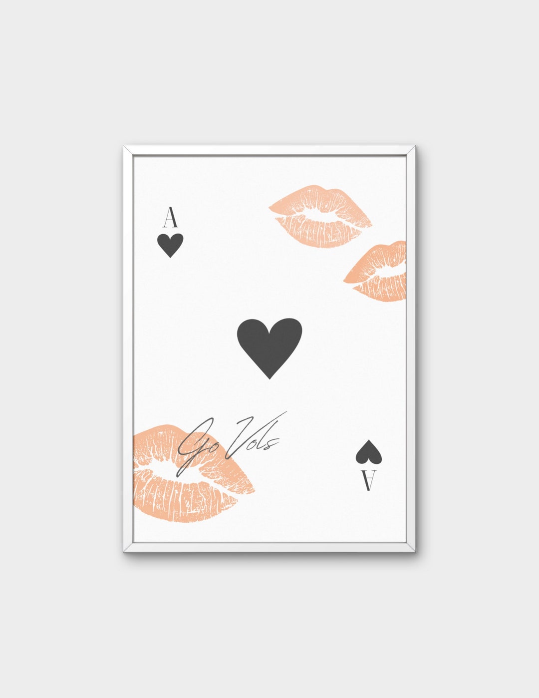 Go Vols Ace of Hearts UTK Wall Art Tennessee Vols College Dorm Decor