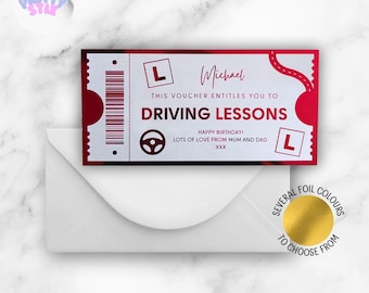 Personalised Driving Lessons Foil Ticket – Golden Gift Reveal