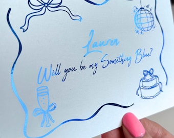 Foil Bridesmaid Proposal Card - 'Something Blue' Wedding Party