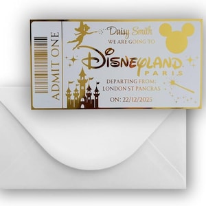 Personalised Disneyland Foil Ticket – Magical Disney Trip Announcement, Custom Gift, Vacation Reveal for Kids or Couples image 6