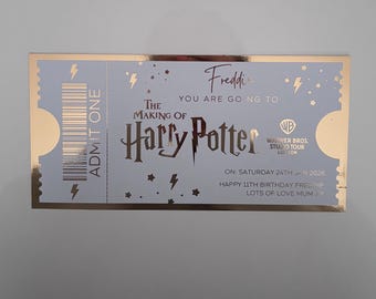 Personalised Harry Potter Reveal Foil Ticket – Warner Brothers Studio Tour