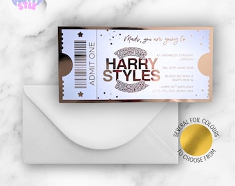 Personalised Harry Styles Concert Ticket Foil Print | Fan Gift, Tour Keepsake, Surprise Reveal