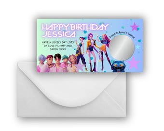 Personalised K-Pop Scratch Card Gift | Concert Reveal Ticket | Custom Kpop Birthday Surprise | Demon Hunters K-Pop Inspired Gift