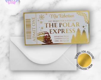 Personalised Polar Express Foil Ticket: Keepsake Gift