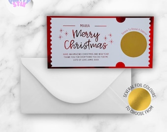 Personalised Foil Scratch to Reveal Card: Christmas Gift, Surprise, Merry Christmas Scratchcard