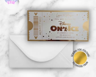 Personalised Disney On Ice Foil Ticket – Magical - Golden Ticket - Gift Reveal Surprise