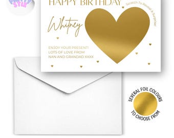 Personalised Foil Scratch Reveal Card: Birthday, Congratulations, Gift Wrap