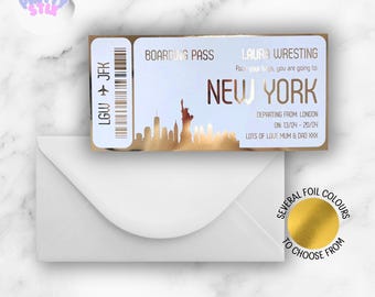 Personalised Boarding Pass | Ticket Foil Print | Surprise Holiday Reveal Keepsake