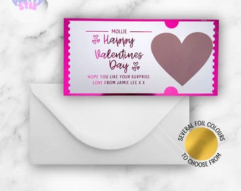 Personalised Valentines Day Scratch Card - Metallic Foil Reveal Ticket