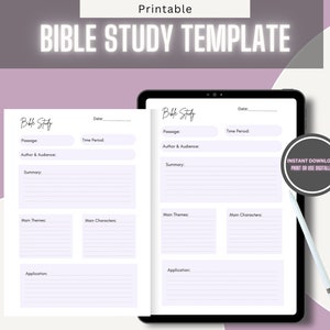 Printable Bible Study template / A4,A5,Letter Sizes
