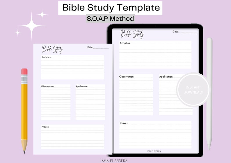 Printable Bible Study Template S.O.A.P Method / A4a5letter Etsy