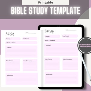 Printable Bible Study template / A4,A5,Letter Sizes