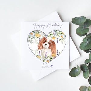 Biglietto di compleanno personalizzato Cavalier King Charles - Biglietto di compleanno per cani - Biglietto di compleanno - Buon compleanno