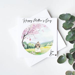 Carte shih-tzu pour la fête des mères - personnalisée - dimanche des mères - offerte par le chien - cadeau chien pour maman -