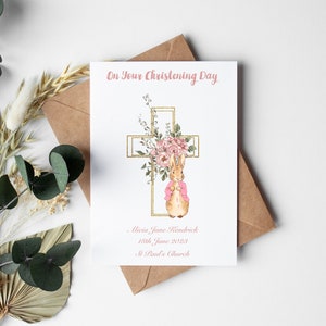 Personalised Flopsy Rabbit Christening Card
