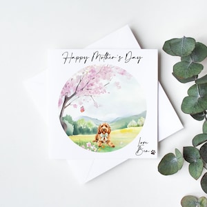 Tarjeta del Día de la Madre con un Cockapoo rojo - Personalizada - Negro y tostado - Cockapoo - Día de la Madre - De parte del perro - Regalo para mamá perruna
